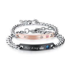 Occident fashion her king his queen stainless steel bracelet