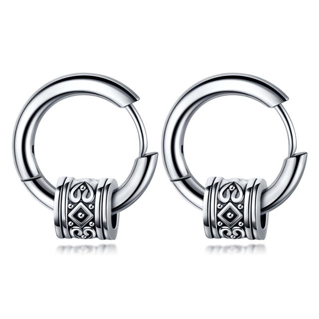 Vintage stainless steel earrings huggie earrings for men