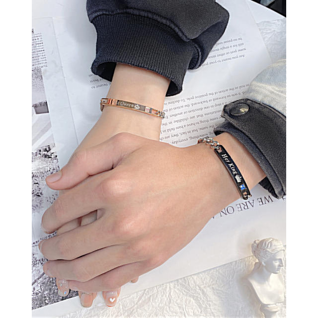 Occident fashion her king his queen stainless steel bracelet