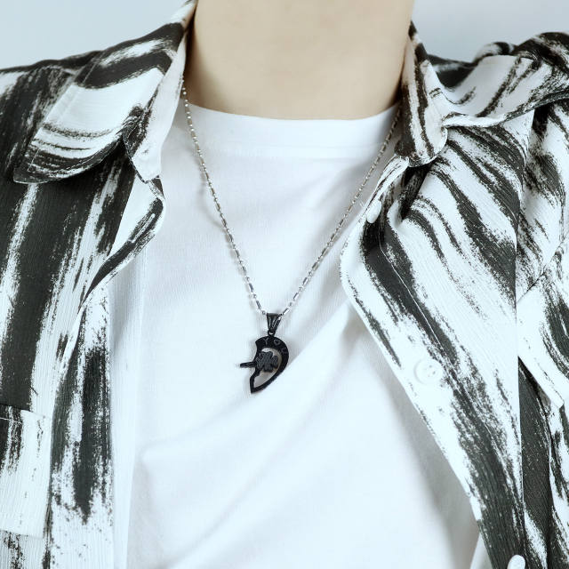 Korean fashion key lock matching stainless steel necklace
