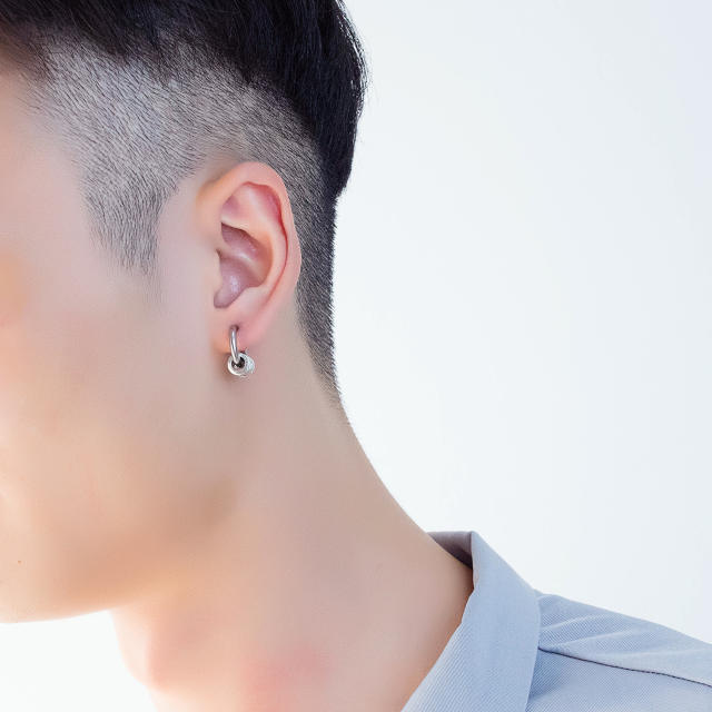 Vintage stainless steel earrings huggie earrings for men