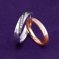 Concise diamond stainless steel ring bands