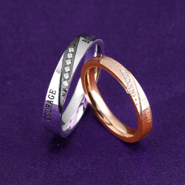 Concise diamond stainless steel ring bands