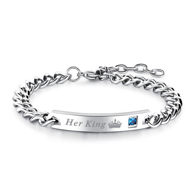 Occident fashion her king his queen stainless steel bracelet