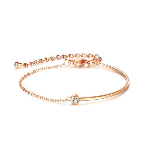 Concise diamond dainty stainless steel bracelet