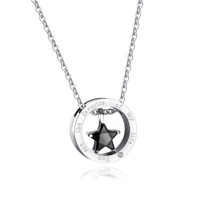 Korean fashion star circle stainless steel necklace set