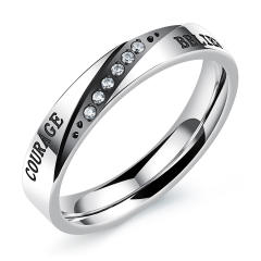 Concise diamond stainless steel ring bands
