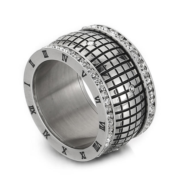 Hiphop vintage Roman numerals chunky rings
