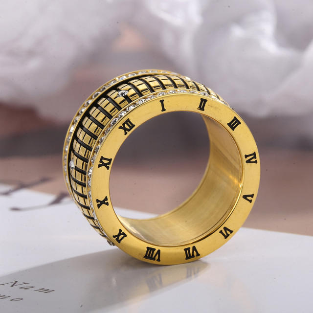 Hiphop vintage Roman numerals chunky rings