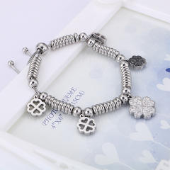 Classic clover charm stainless steel bracelet
