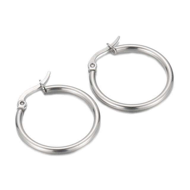 Silver color easy match stainless steel earrings hoop earrings
