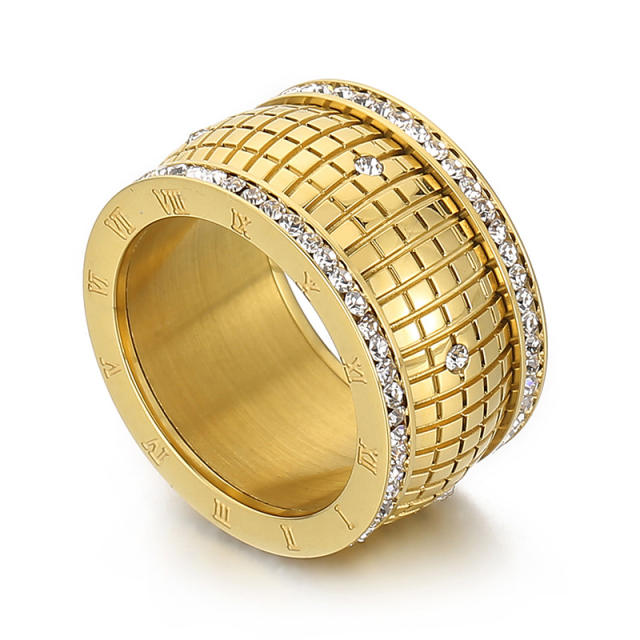 Hiphop vintage Roman numerals chunky rings