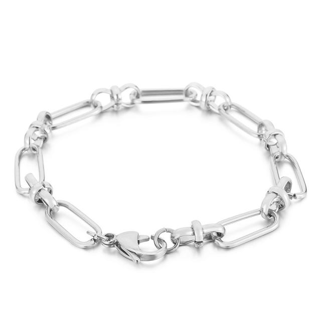 Concise geometric stainless steel chain bracelet
