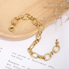 Concise geometric stainless steel chain bracelet