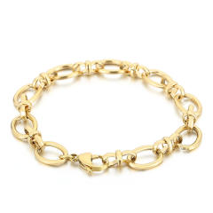 Concise geometric stainless steel chain bracelet