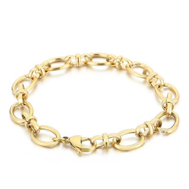 Concise geometric stainless steel chain bracelet