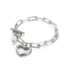 Hiphop chunky chain heart pendant stainless steel necklace