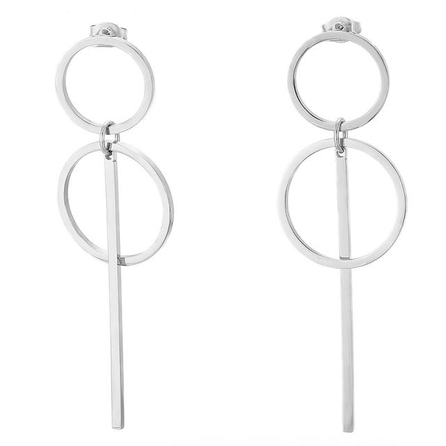 Concise geometric circle stainless steel earrings