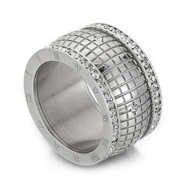 Hiphop vintage Roman numerals chunky rings