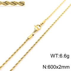 18K gold color stainless steel necklace rope chain necklace