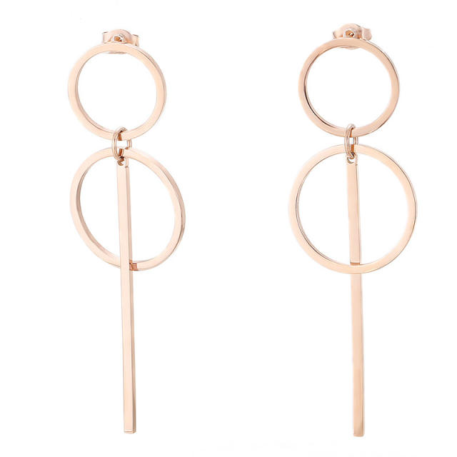 Concise geometric circle stainless steel earrings