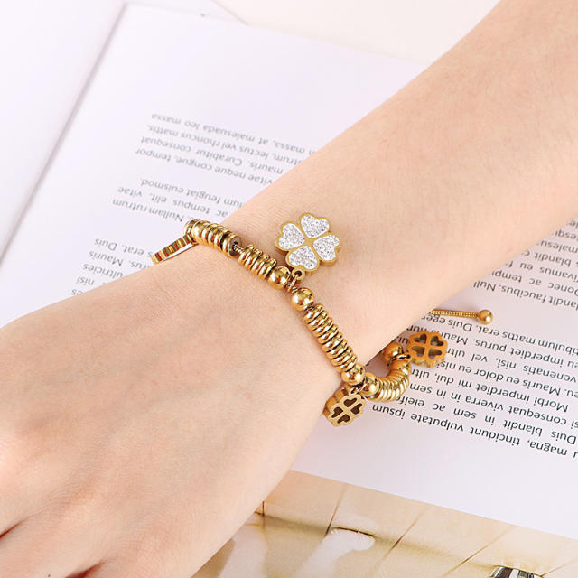 Classic clover charm stainless steel bracelet