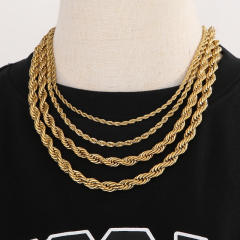 18K gold color stainless steel necklace rope chain necklace