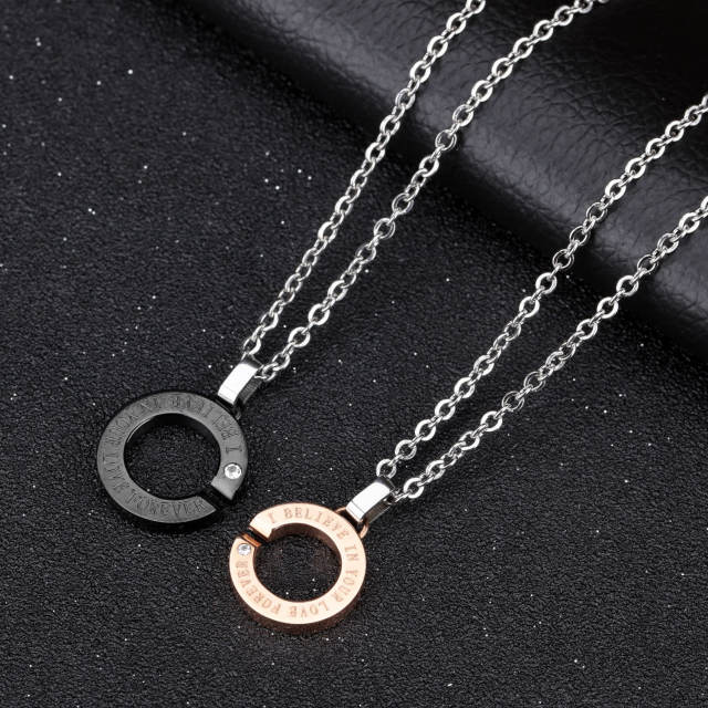 Korean fashion open circle pendant stainless steel necklace