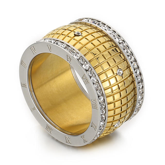 Hiphop vintage Roman numerals chunky rings