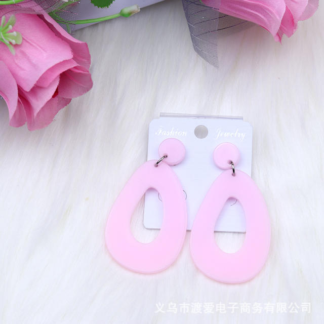 Concise geometric drop shape acrylic earrings