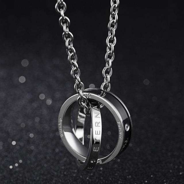 Crystal statement circle stainless steel necklace