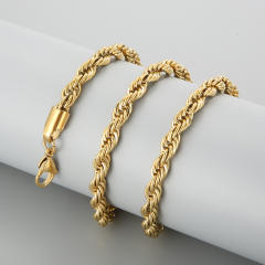 18K gold color stainless steel necklace rope chain necklace
