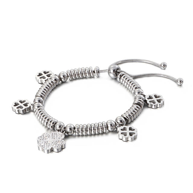 Classic clover charm stainless steel bracelet