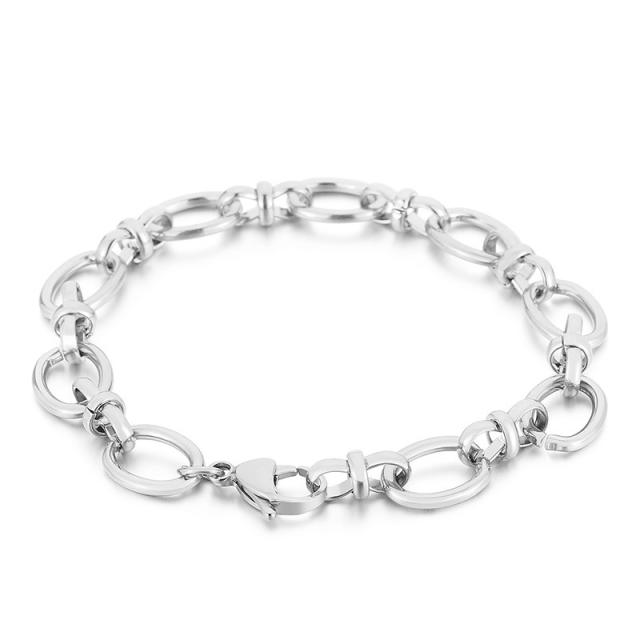 Concise geometric stainless steel chain bracelet