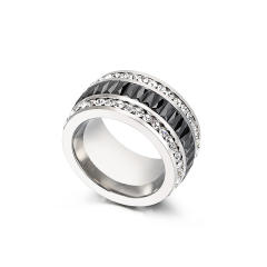 Color diamond stainless steel rings chunky rings