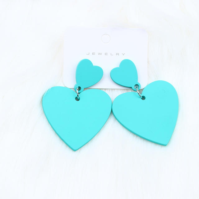 15 color acrylic heart earrings