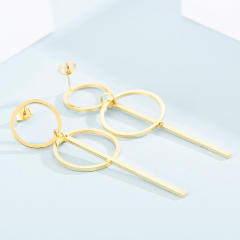 Concise geometric circle stainless steel earrings