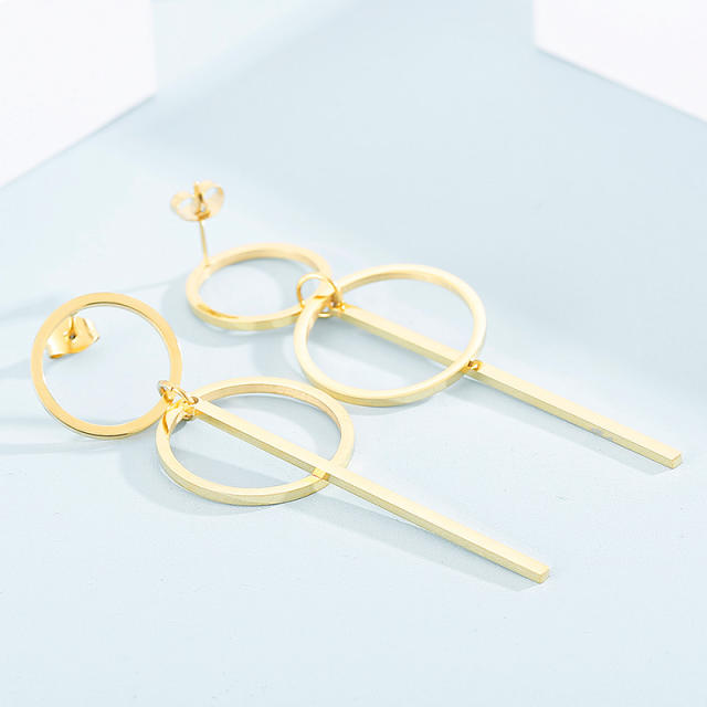 Concise geometric circle stainless steel earrings