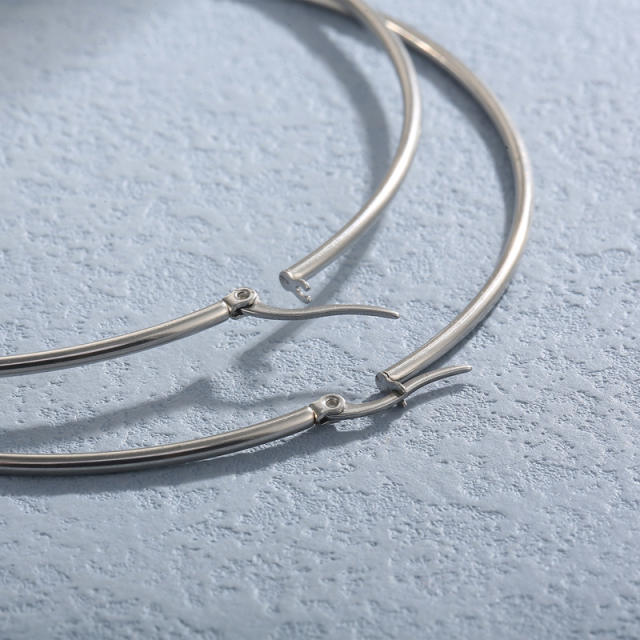 Silver color easy match stainless steel earrings hoop earrings