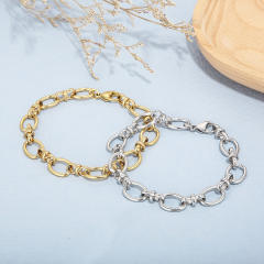 Concise geometric stainless steel chain bracelet