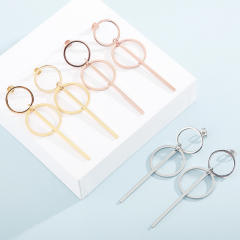 Concise geometric circle stainless steel earrings