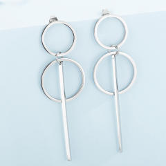 Concise geometric circle stainless steel earrings
