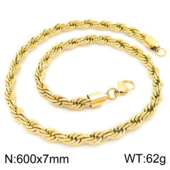 18K gold color stainless steel necklace rope chain necklace