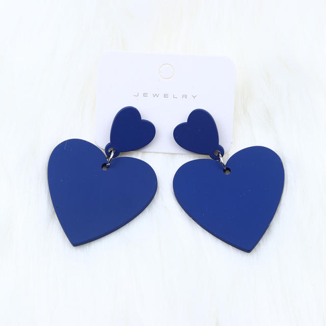 15 color acrylic heart earrings