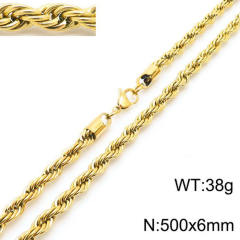 18K gold color stainless steel necklace rope chain necklace
