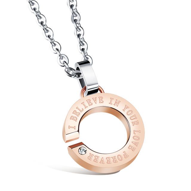 Korean fashion open circle pendant stainless steel necklace