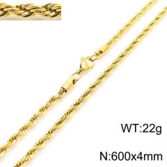 18K gold color stainless steel necklace rope chain necklace