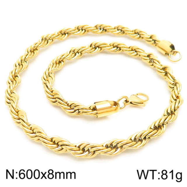 18K gold color stainless steel necklace rope chain necklace
