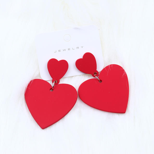 15 color acrylic heart earrings