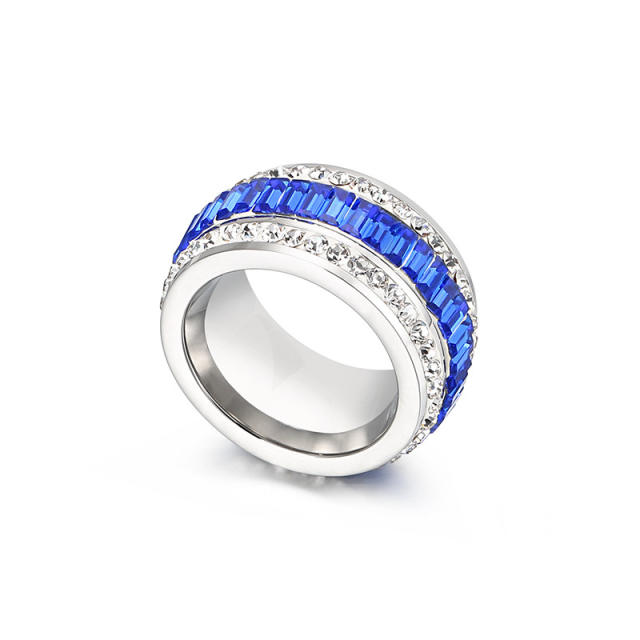 Color diamond stainless steel rings chunky rings